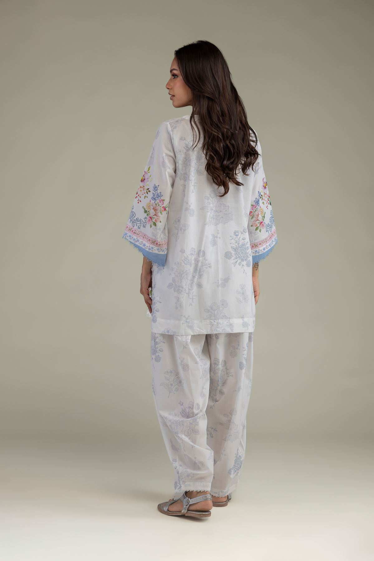 Printed Cambric Floral Cambric Kurta - 1-26-252-B-B2-VG