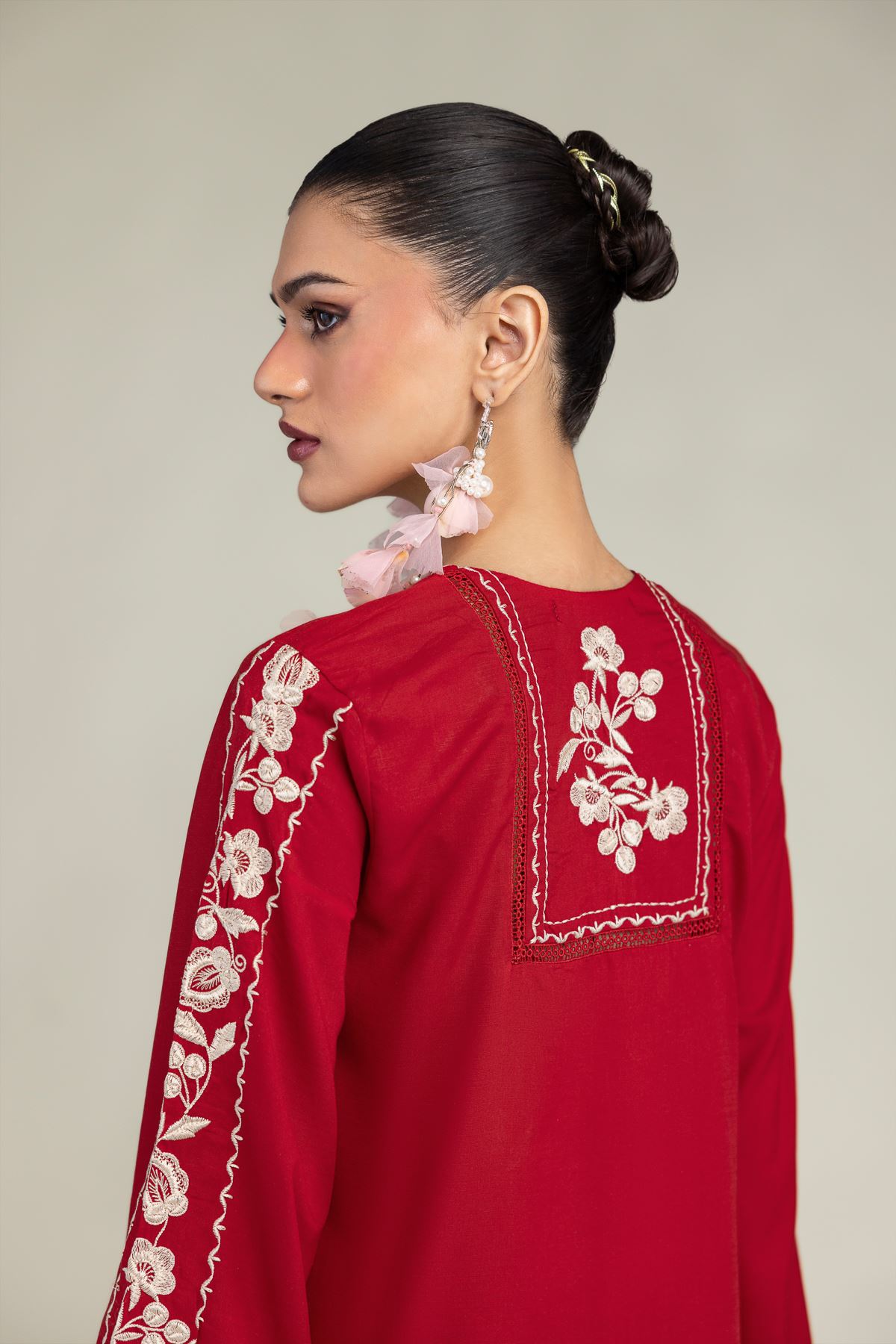 Embroidered Raw Silk Red Silk Kurta - 1-26-245-A-D2-VG