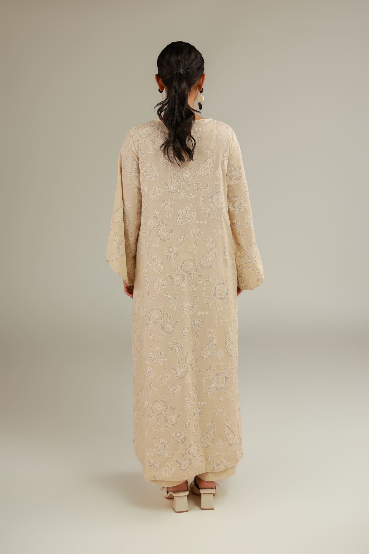 Cambric Embroidered Beige Kurta - A112-26-113EI2-VG