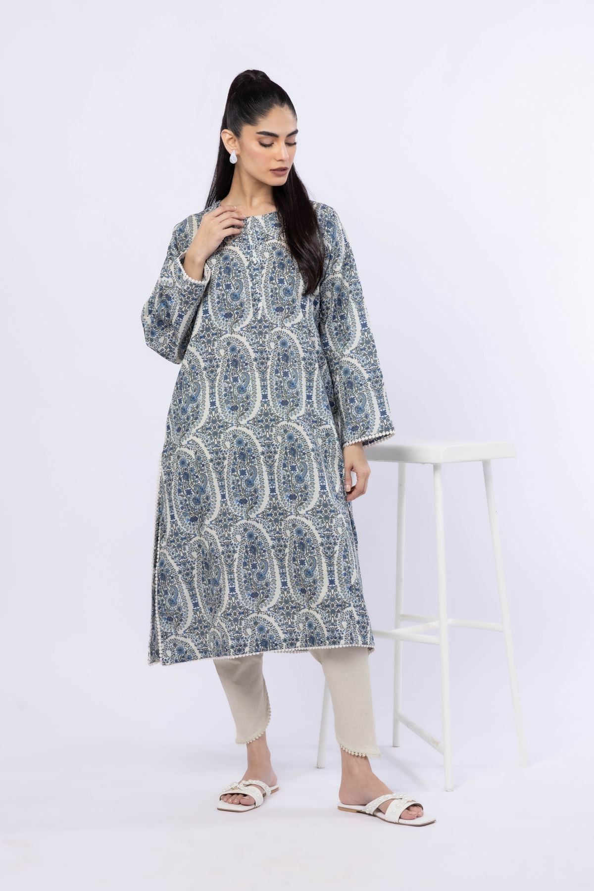 Dyed Cotton Dobby Shalwar - OTD4-EX26-09BA-VG