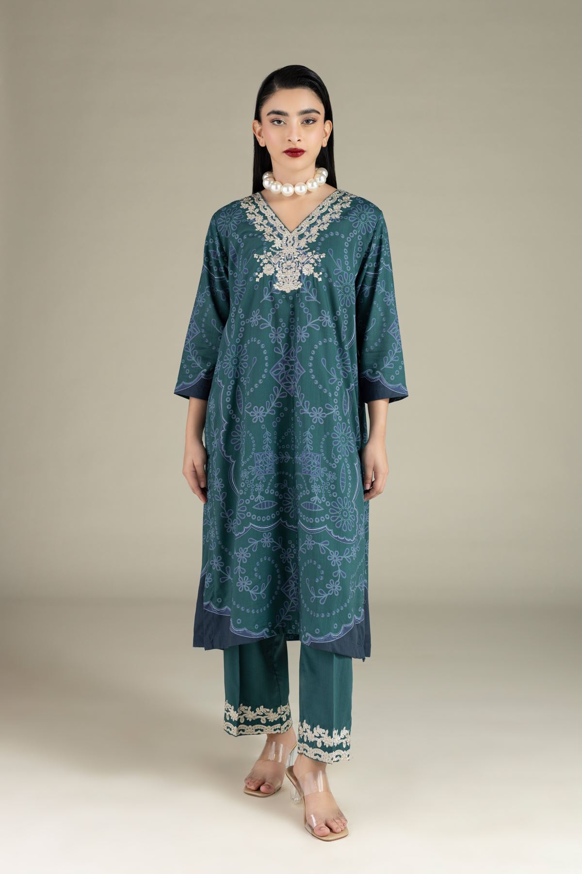 Embroidered Raw Silk Pants - 25-09-11E7-09BA-VG