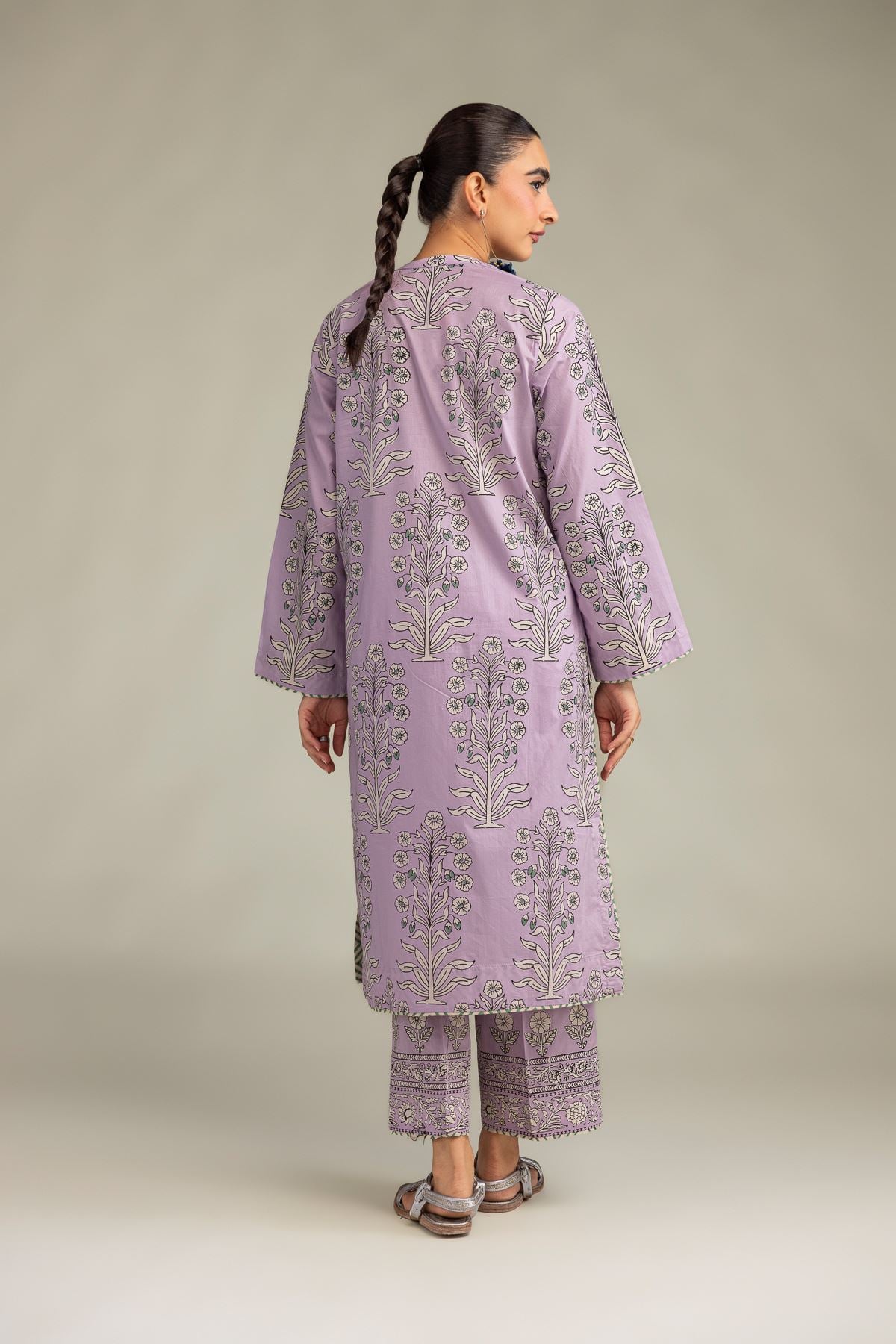 Printed Cambric Floral Longline Kurta - 2-26-308-A-G1-VG