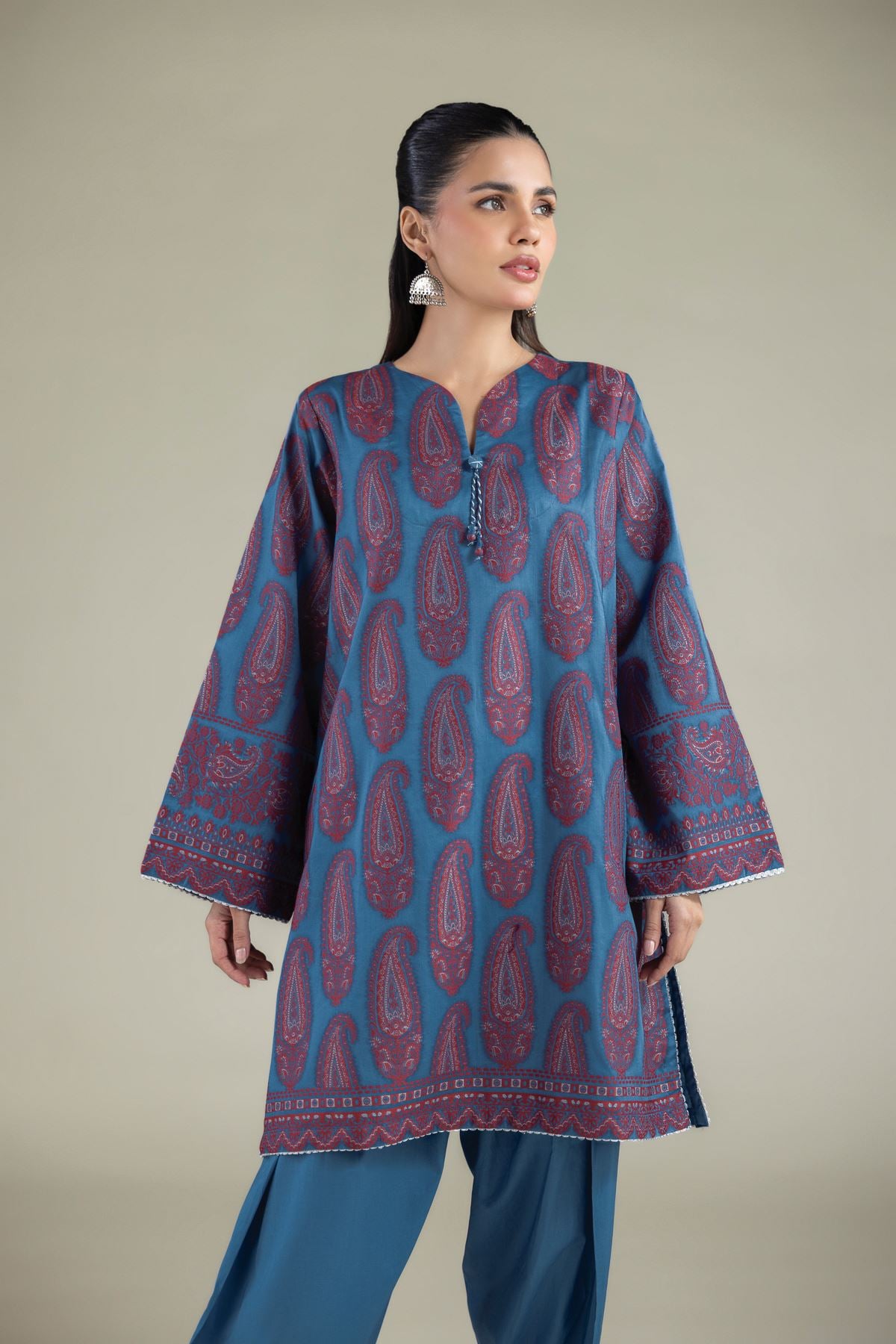 Dyed Jacquard Paisley Tailored Set - 26-02-1E13-02TA-VG