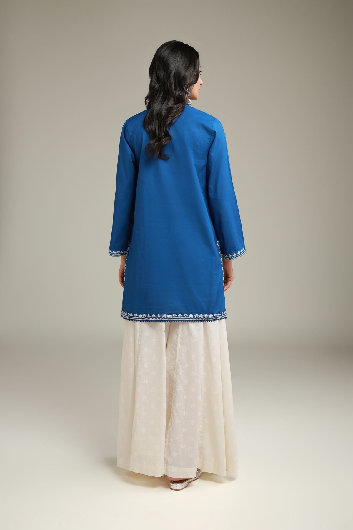 Embroidered Cambric Blue Cambric Kurta - 2-26-106-A-E-VG