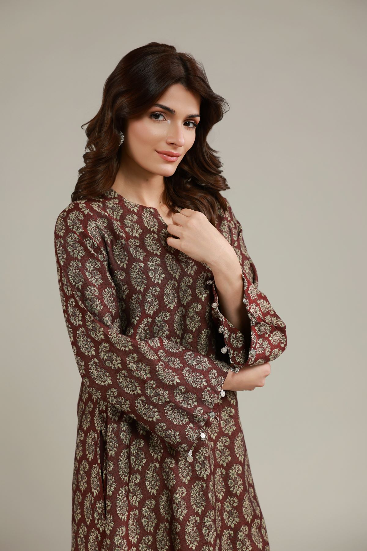 Dyed Jacquard Kurta - 1001920713