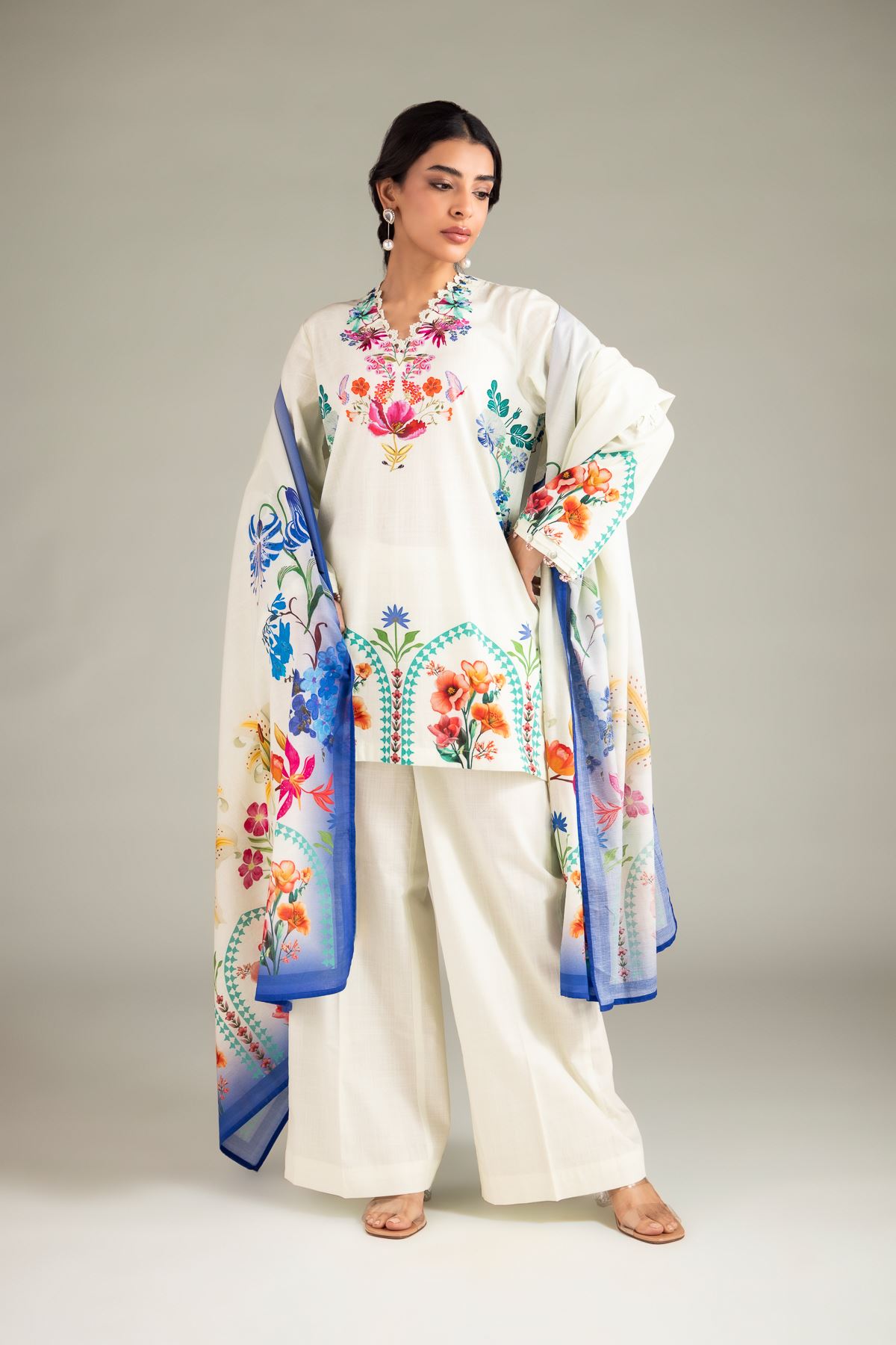 Printed Textured Lawn Dupatta - 1-26-130-A-H-VG