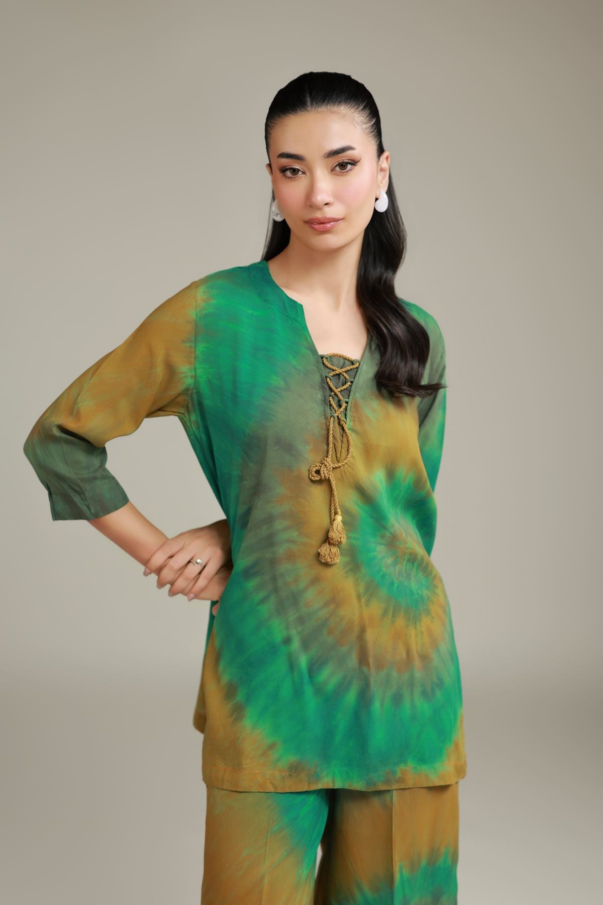 Printed Cotton Viscose Printed Co-ord Set - 26-02-1E13-02TA-VG