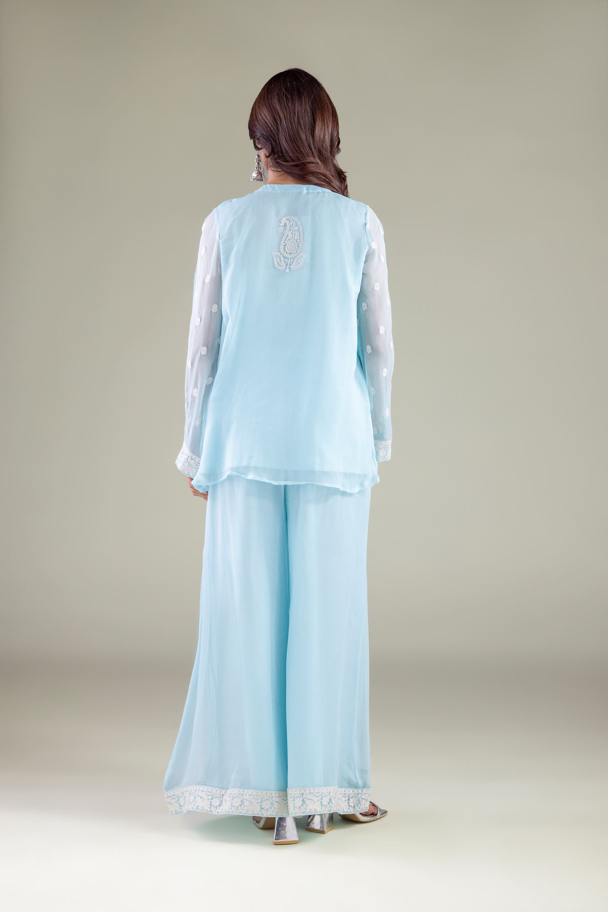 Embroidered Chiffon 2-Piece Co-ord Set - 1-26-127-A-D-VG