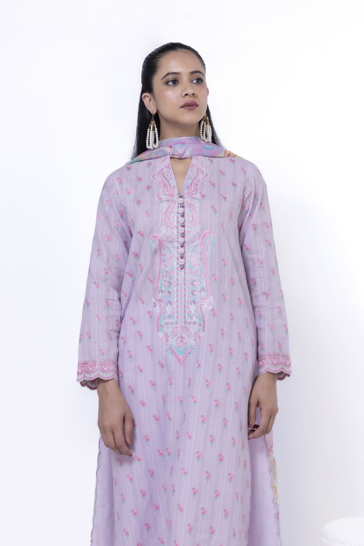 Embroidered Cambric Fabrics 3 Piece - CA02A-VG