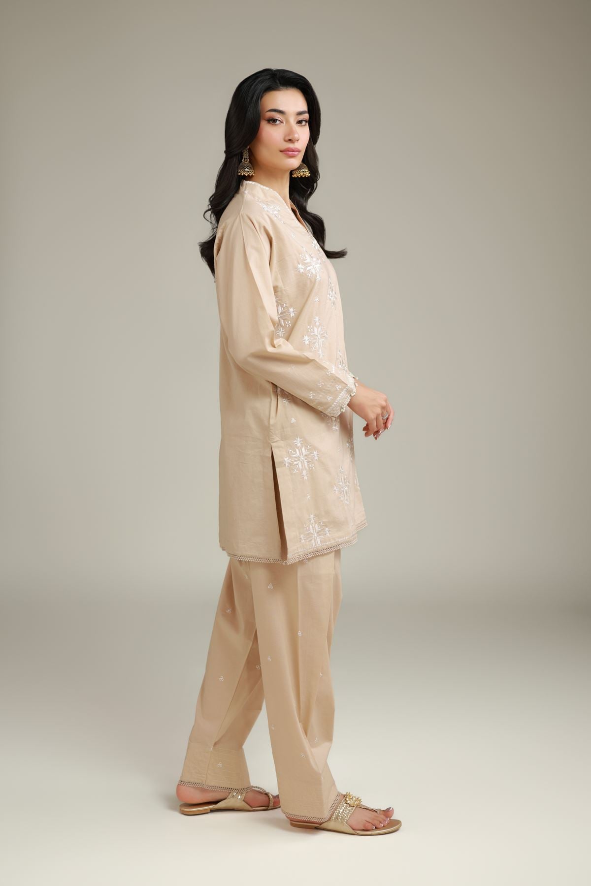 Embroidered Cambric Beige Cambric Shalwar - 25-09-10E2-12TA-VG
