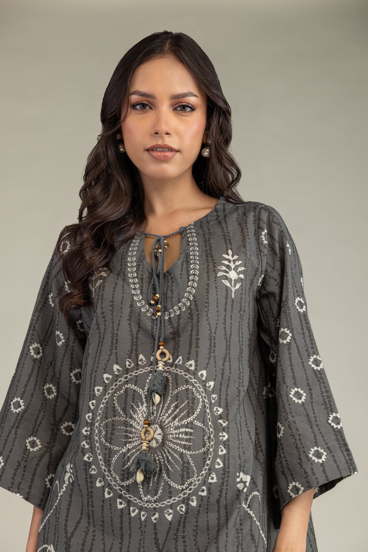 Printed Cotton Dobby Gray Cotton Kurta - 1-26-220-C-I1-VG