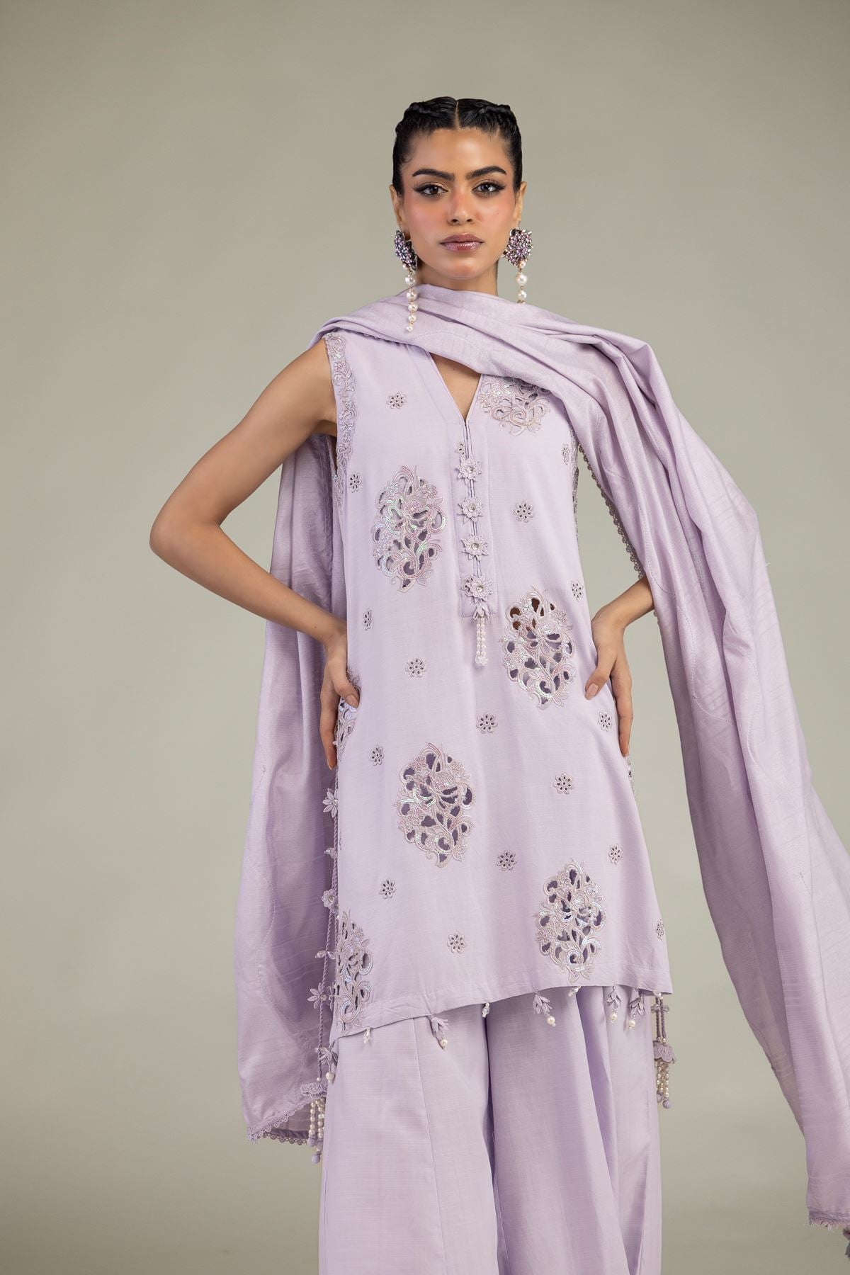 Raw Silk 3-Piece Co-ord Set - T-A11-26-118FI2-VG