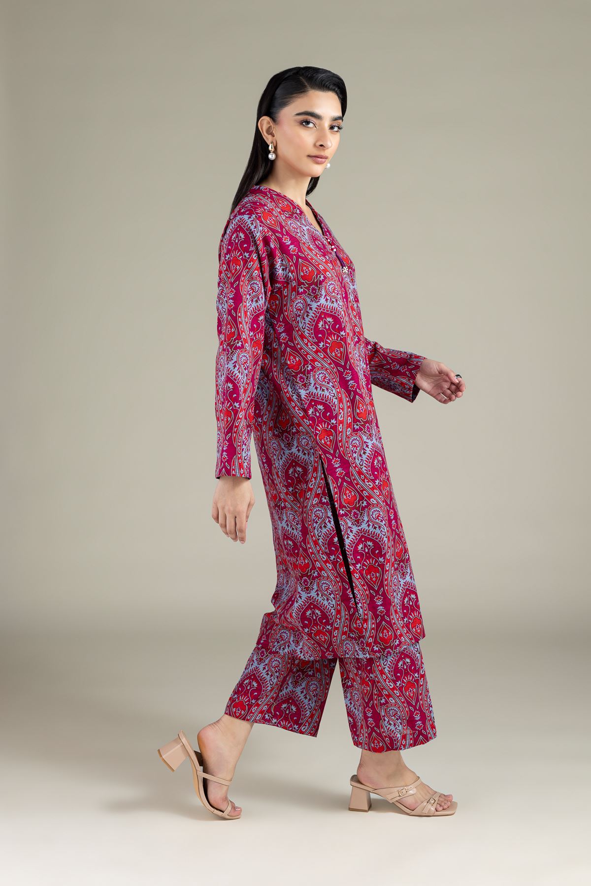 Printed Textured Cotton Kurta - 25-10-10S6-05TA-VG