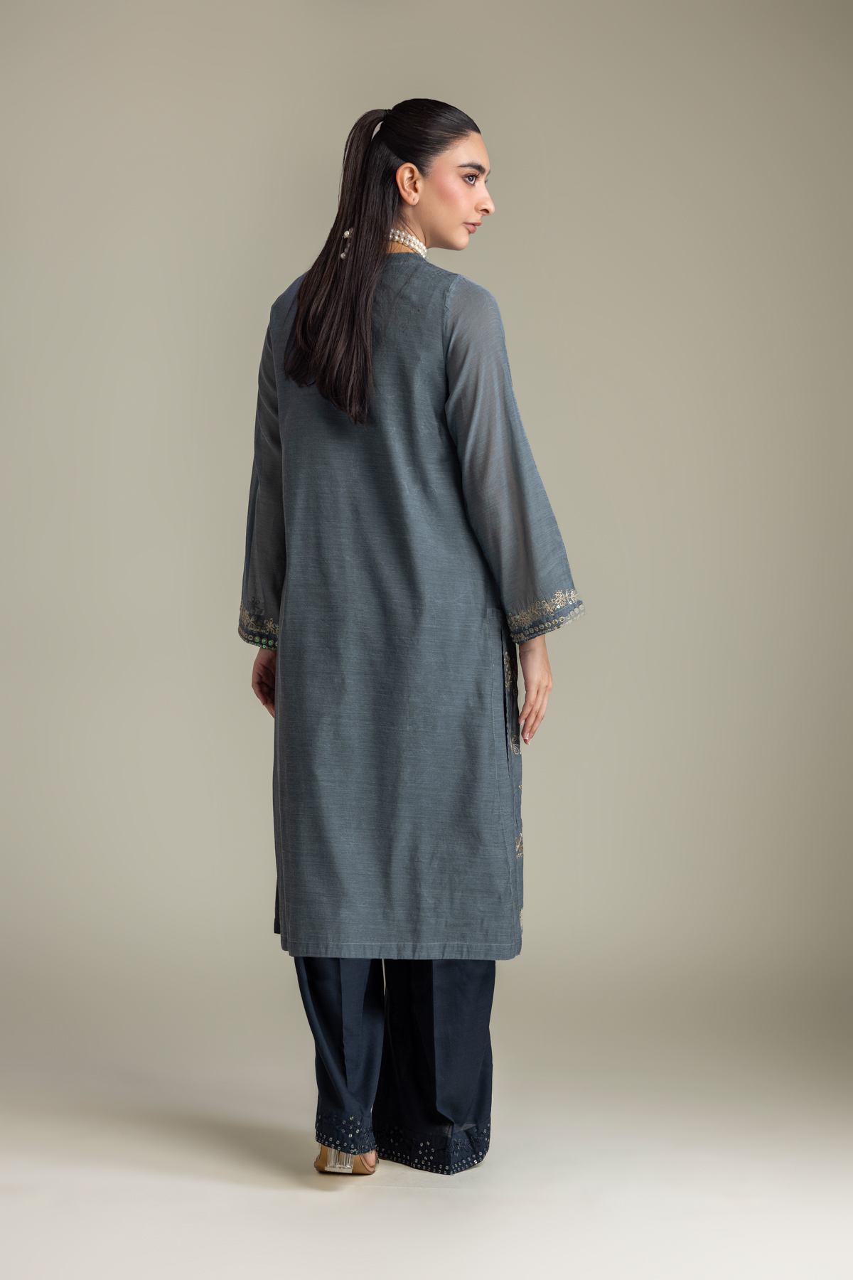 Embroidered Paper Silk Silk Floral Kurta - 2-26-418-A-A1-VG