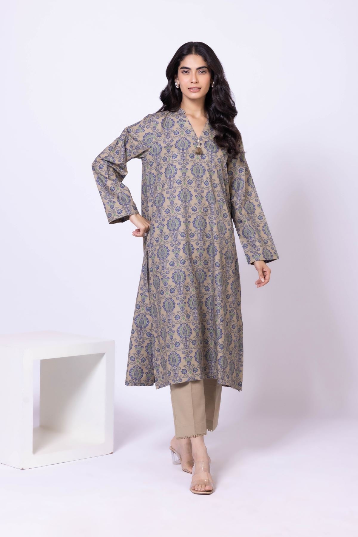 Dyed Khaddar Pants - 1-26-223-A-A1-VG