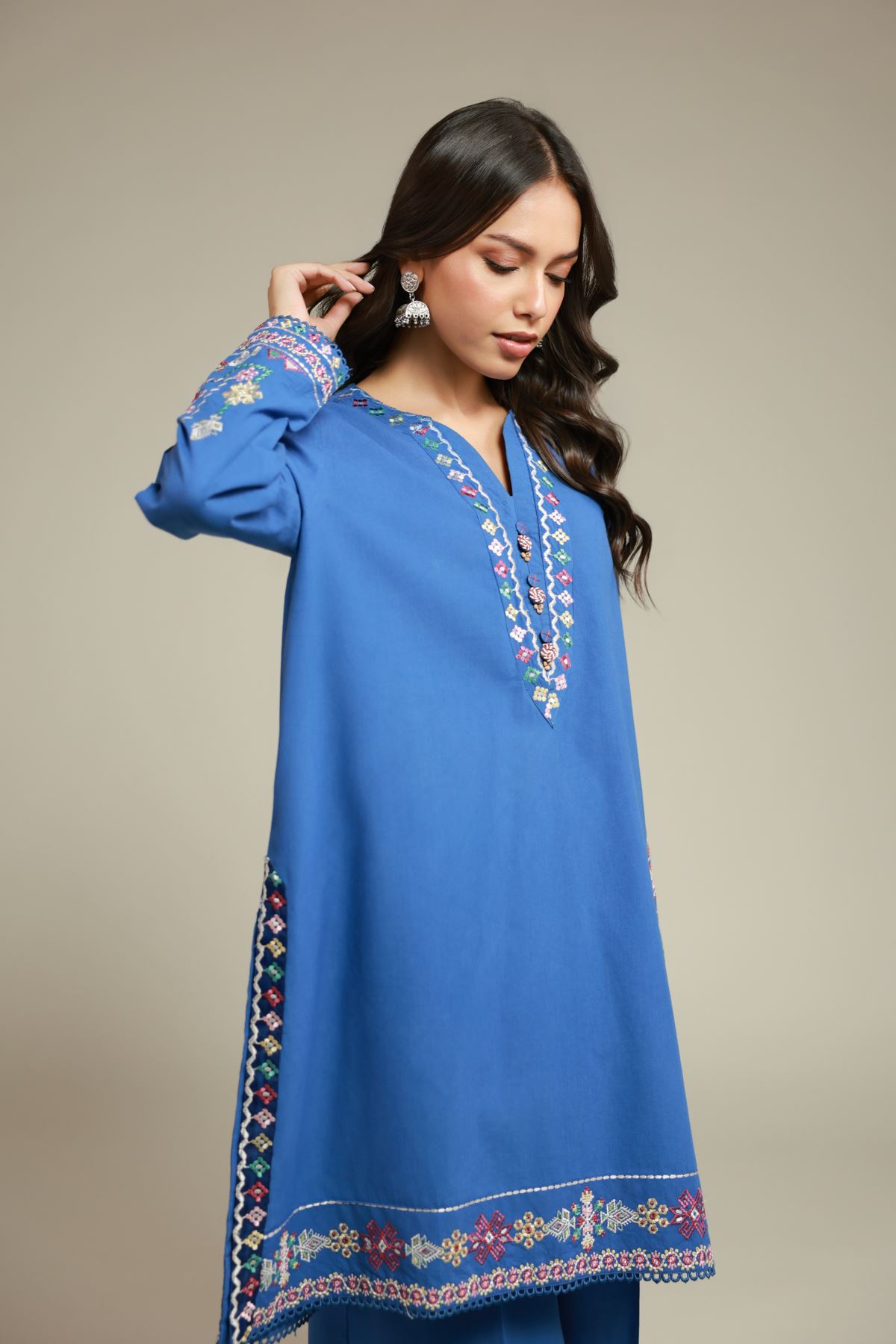 Embroidered Cambric 2-Piece Tailored Set - 2-26-107-A-F-VG