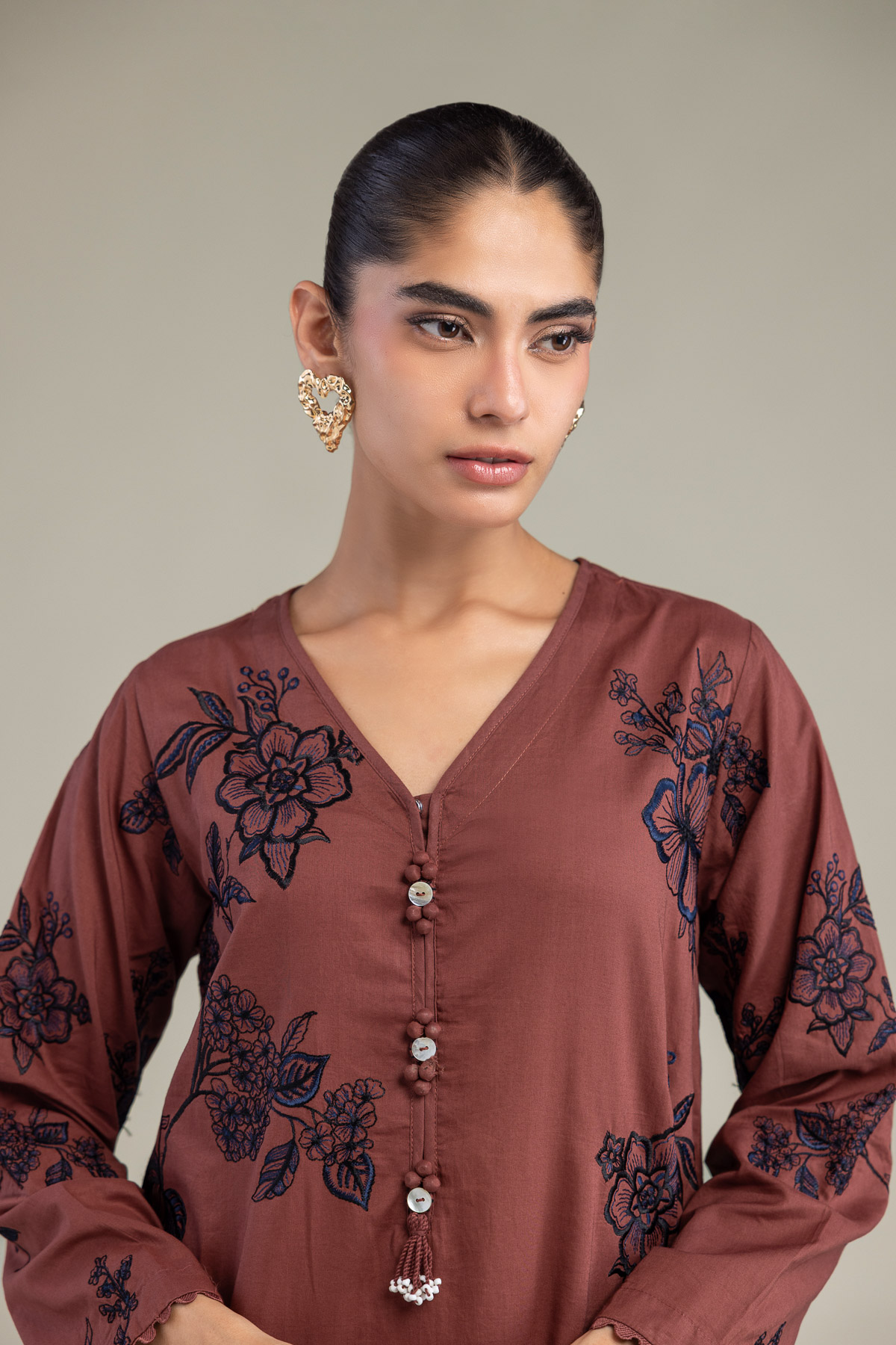 Embroidered Cambric Cambric Floral Kurta - A22-26-214FH1-VG