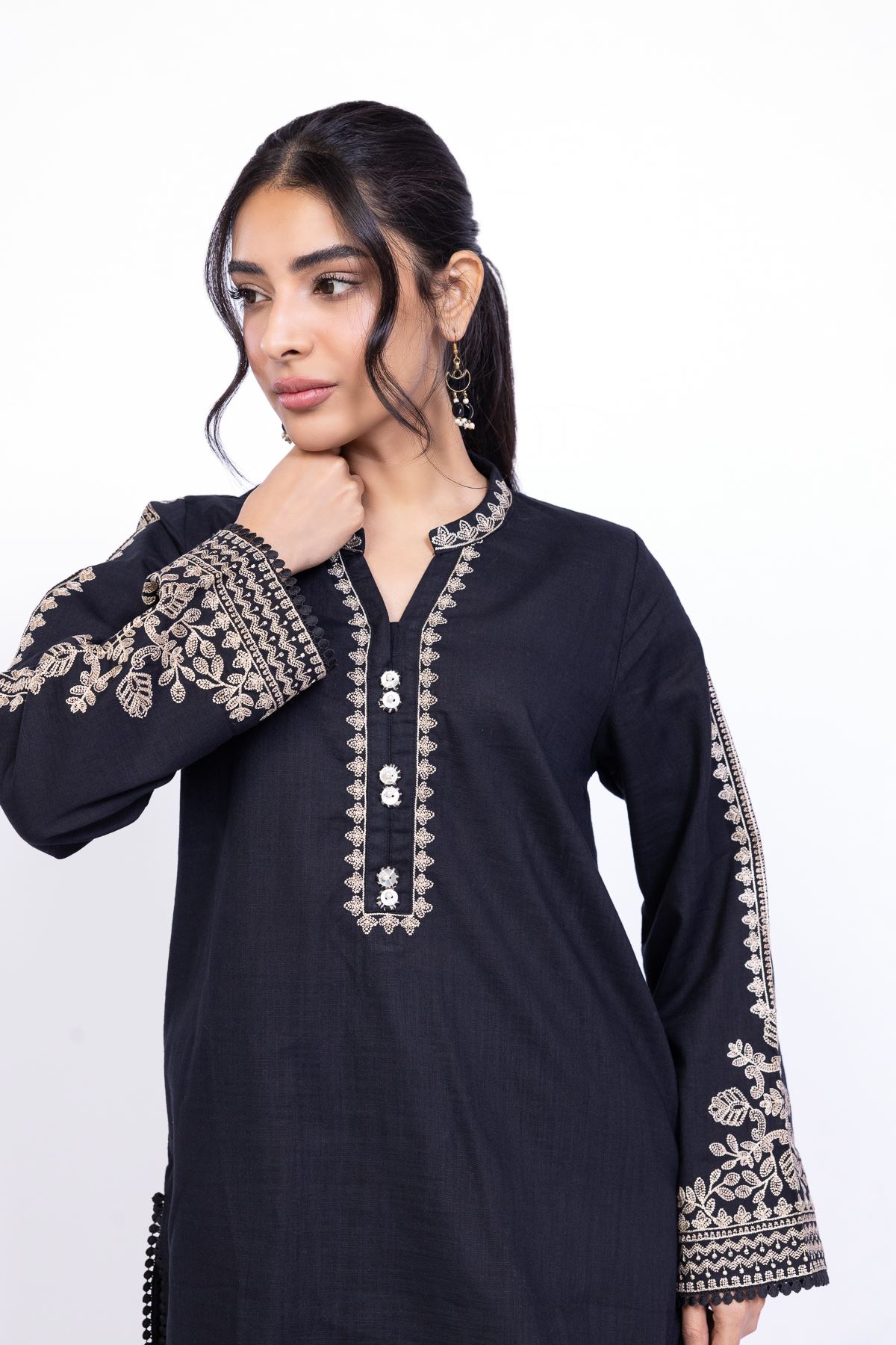 Embroidered Heavy Textured Cotton Kurta - OTD4-EX22-10TA-VG