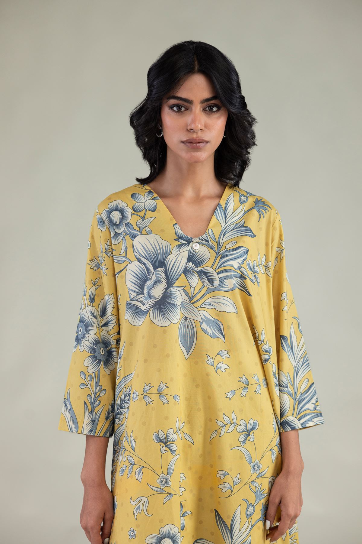 Embroidered Cambric Floral Longline Kurta - 1-26-246-B-I1-VG