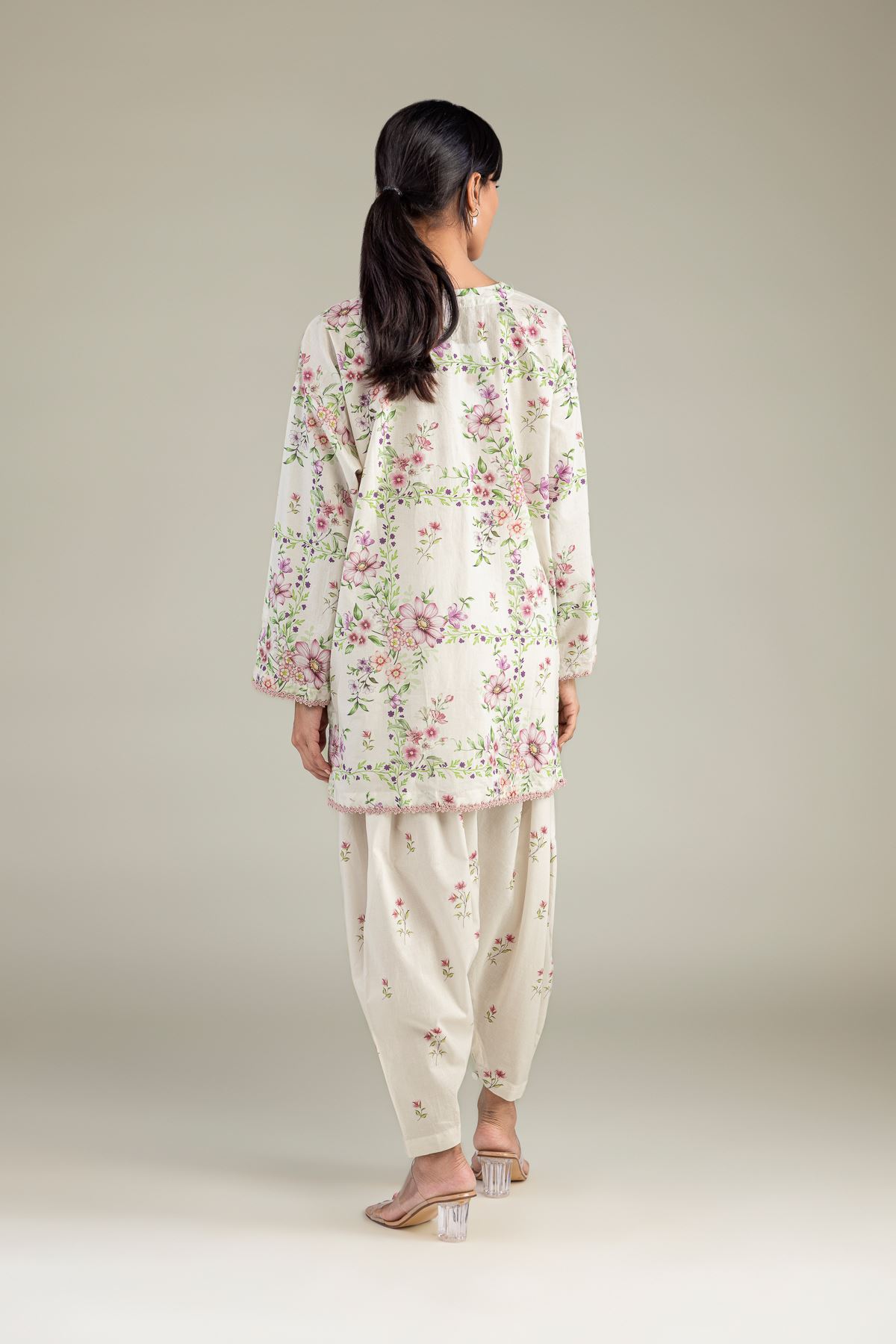 Printed Cambric Floral Short Kurta - 12-26-301-A-E1-VG