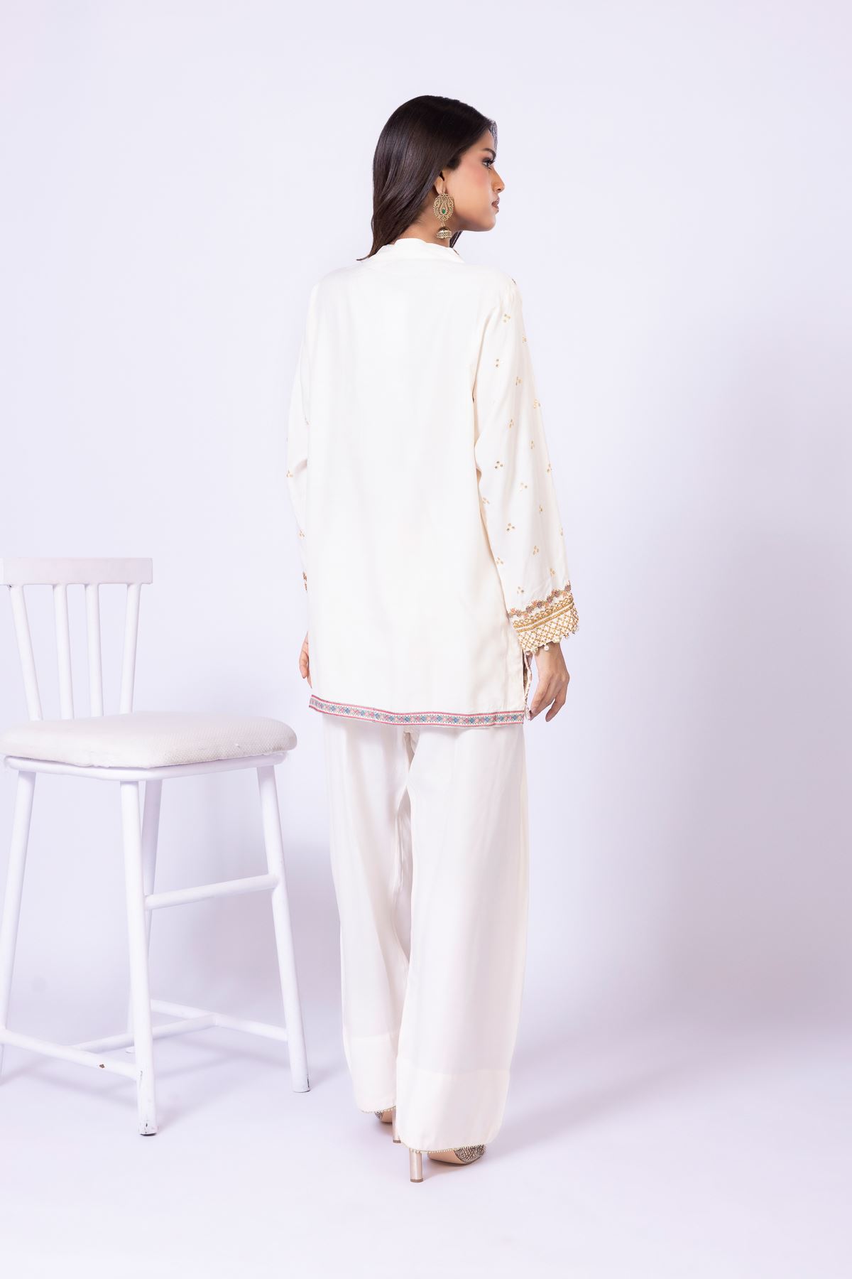 Embroidered Raw Silk Kurta - 25-W02iB-02TA-VG