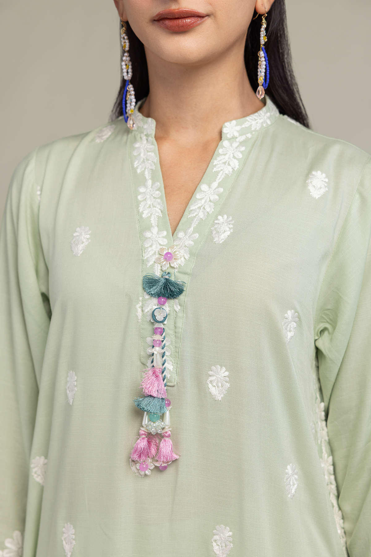 Embroidered Raw Silk Floral Silk Kurta - 1-26-102-A-F-VG