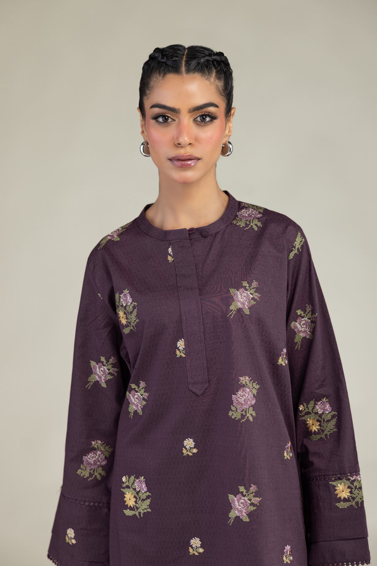 Embroidered Cotton Dobby Cotton Dobby Kurta - 25-10-12E5-12TA-VG