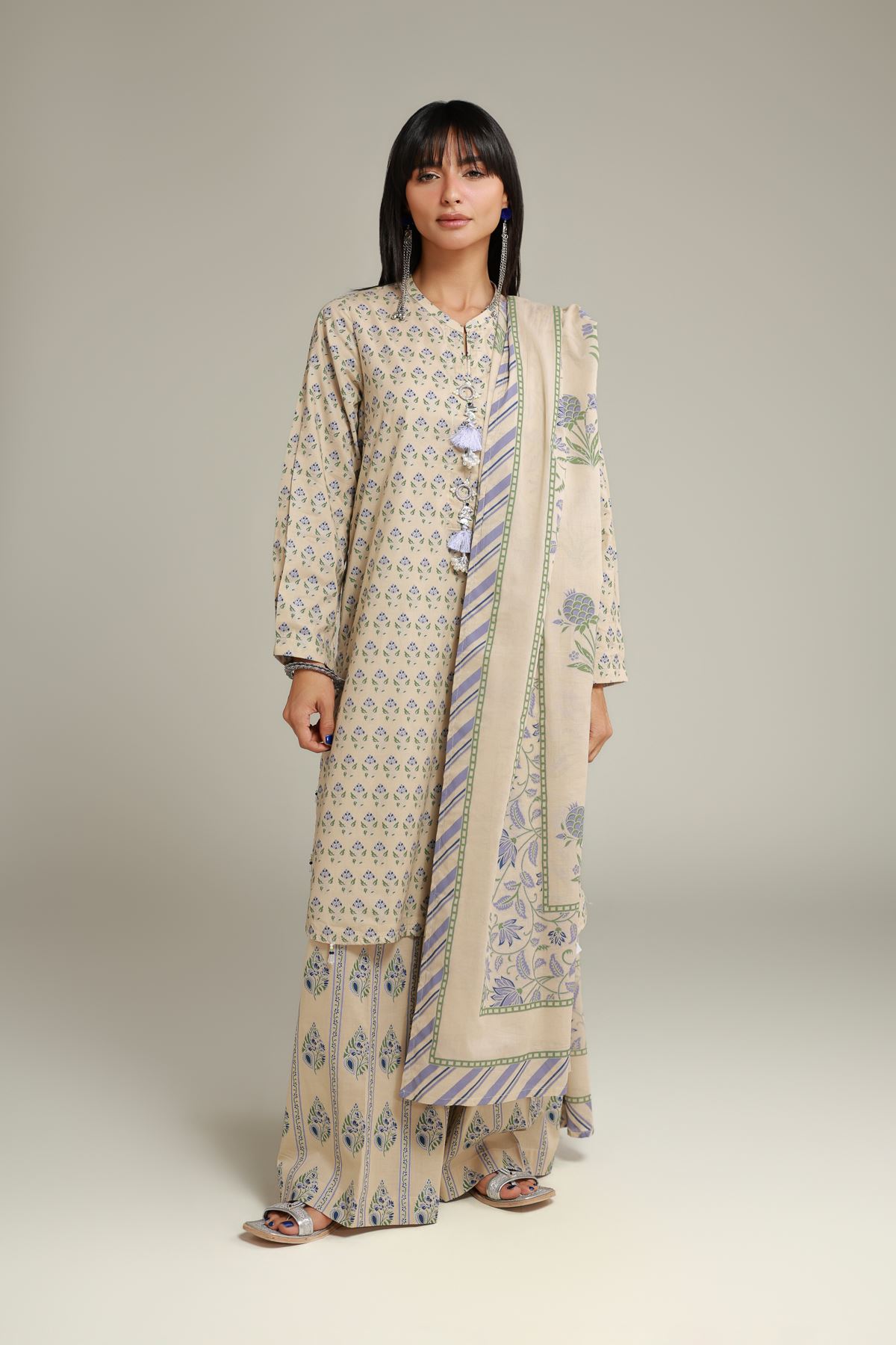 Printed Lawn Floral Summer Dupatta - 26-02-1E13-09TA-VG