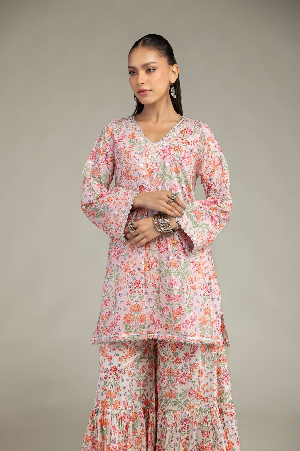 Embroidered Cotton Viscose Short V-Neck Kurta - 1-26-245-A-J1-VG