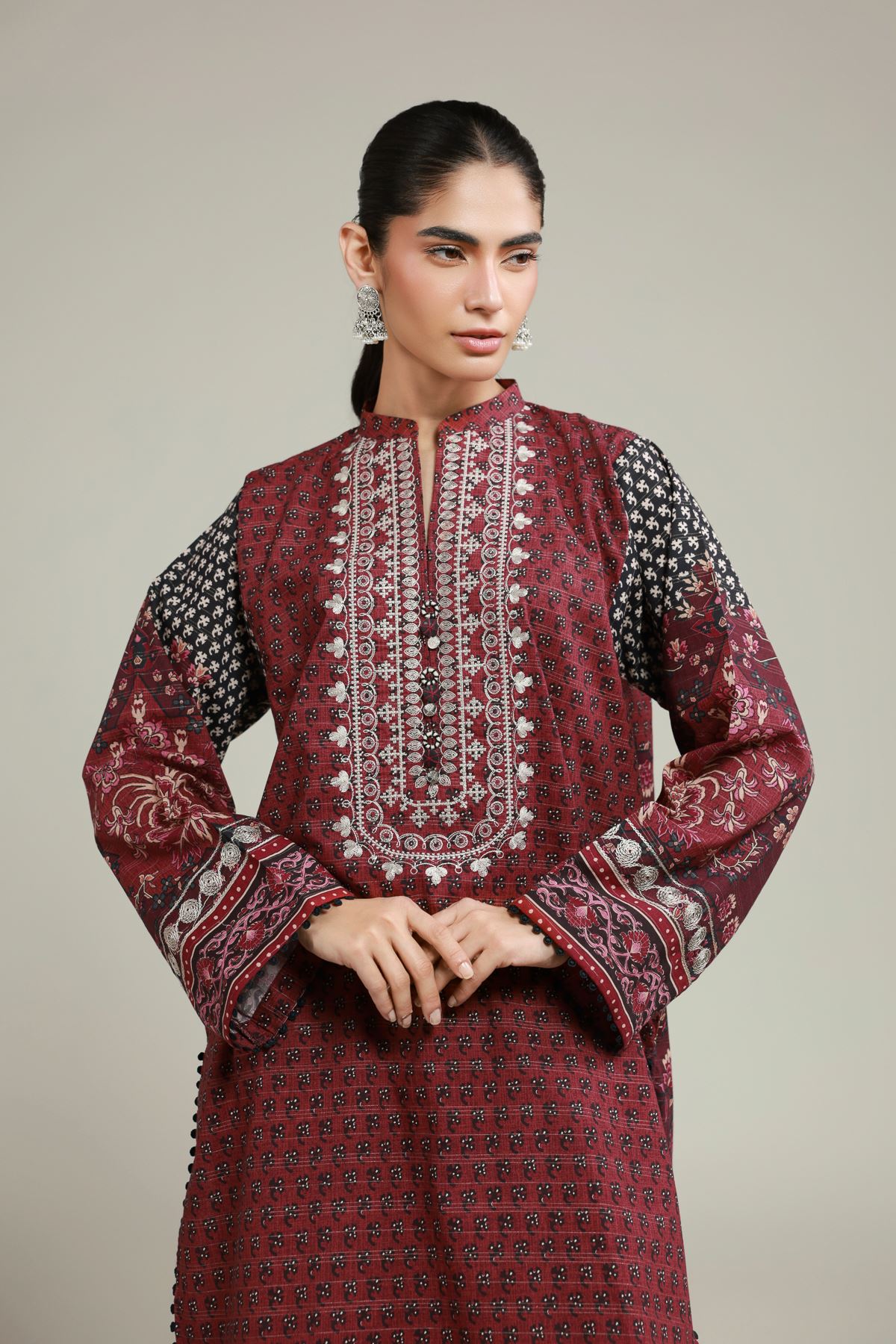 Embroidered Messuri Fabrics 2 Piece | Top and Bottom - A33-26-107FD-VG