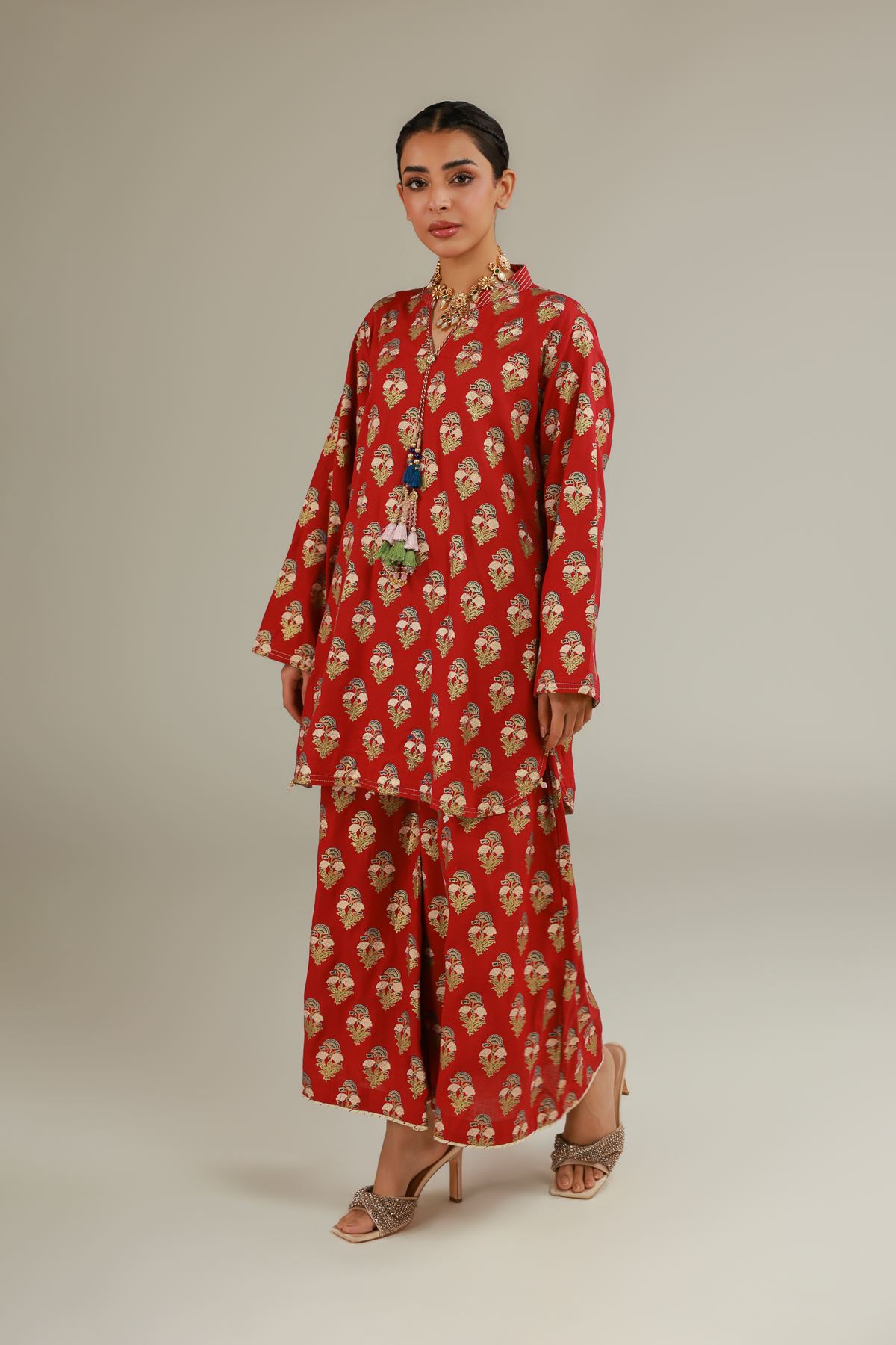 Raw Silk 2-Piece Co-ord Set - 25-12-12S4-09TA-VG