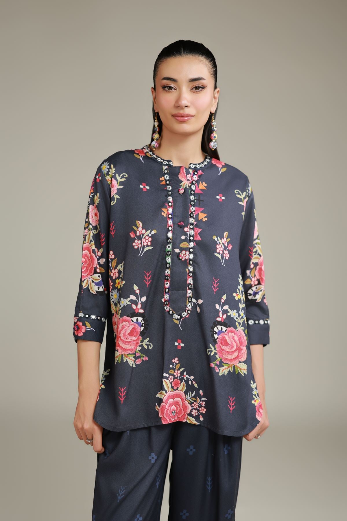 Embroidered Viscose Crepe Shirt - 2-26-202-A-D-VG