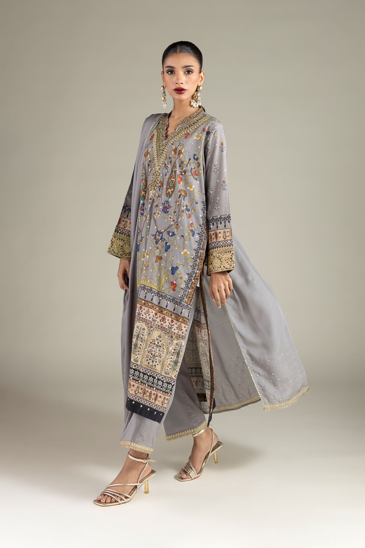 Embroidered Raw Silk Pants - 2-26-202-A-D-VG