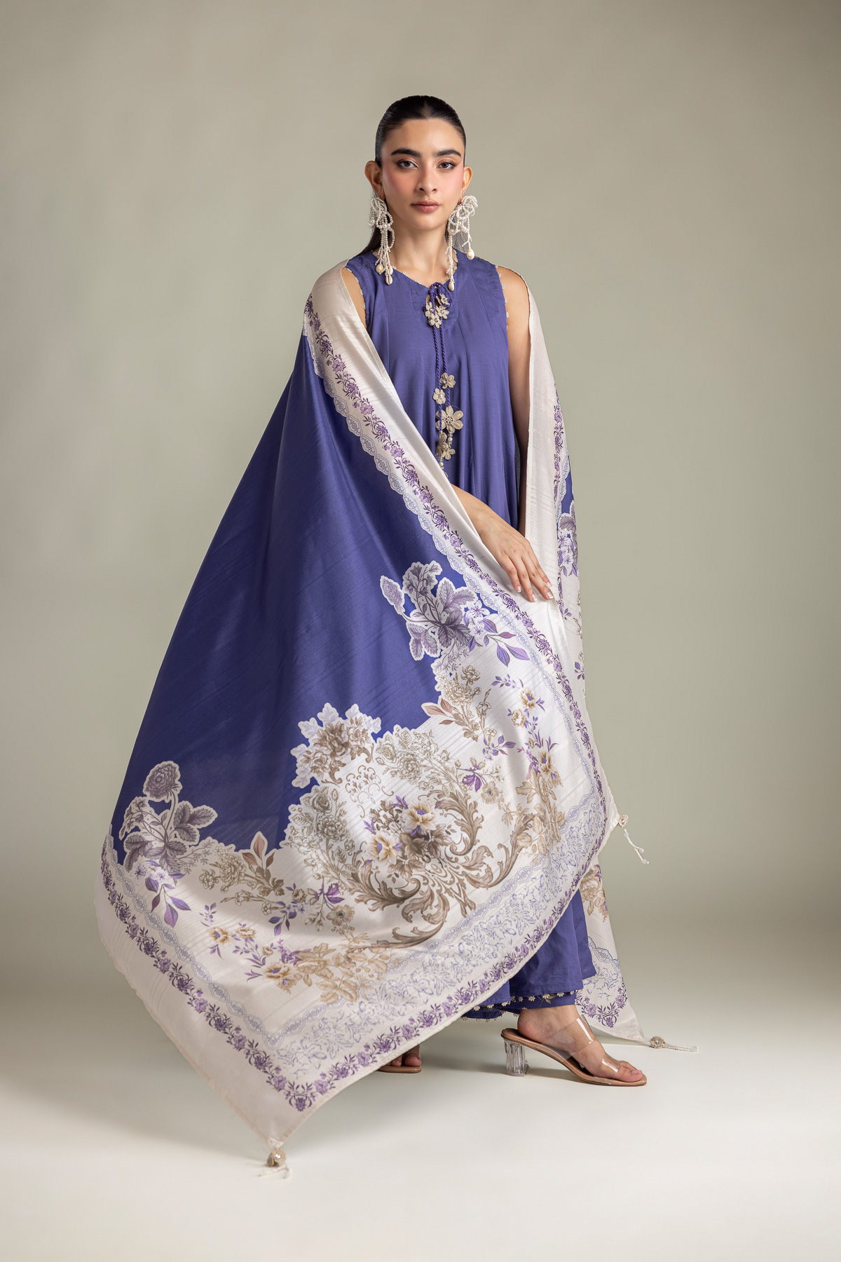 Printed Mesuri Floral Mesuri Dupatta - 2-26-202-A-D-VG