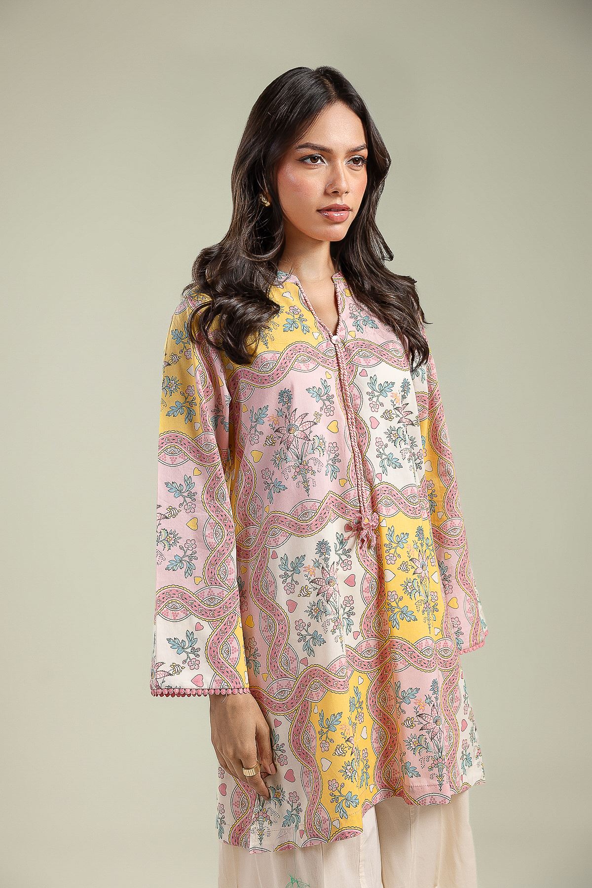 Printed Cambric Floral Cambric Kurta - 1-26-201-A-A-VG
