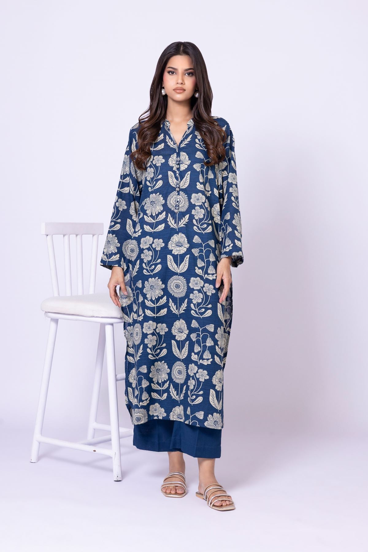 Printed Khaddar Kurta - 25-09-10E1-09TB-VG