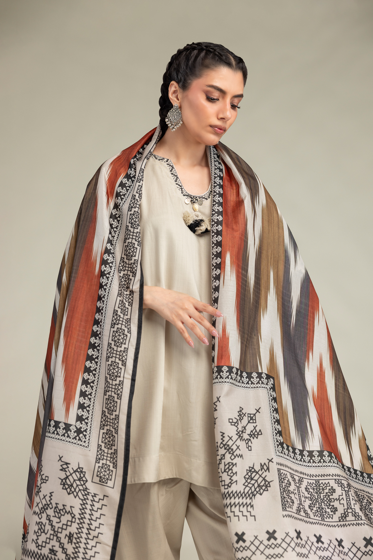 Embroidered Polyester Silk Polyster Silk Dupatta - 1-26-102-A-F-VG