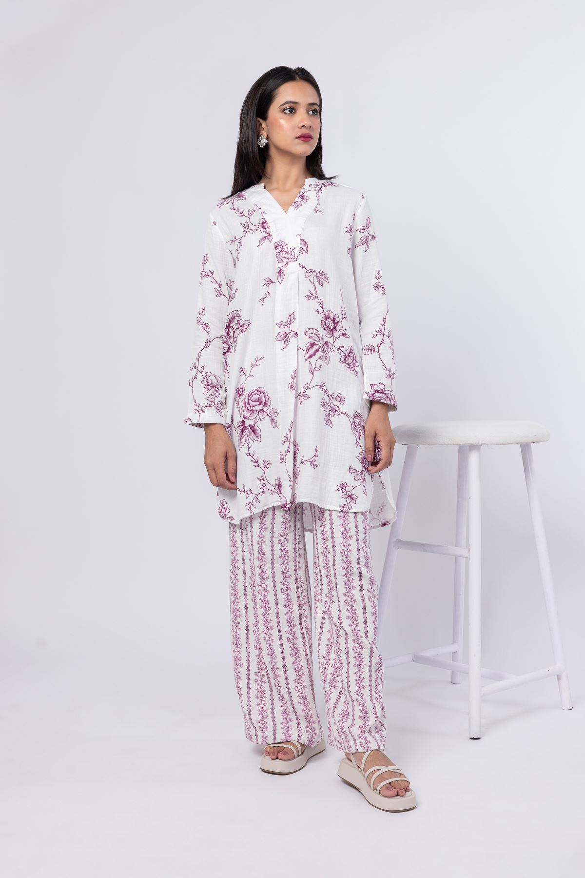 Printed Cheese Cloth Kurta - 25-04EX20-02BA-VG