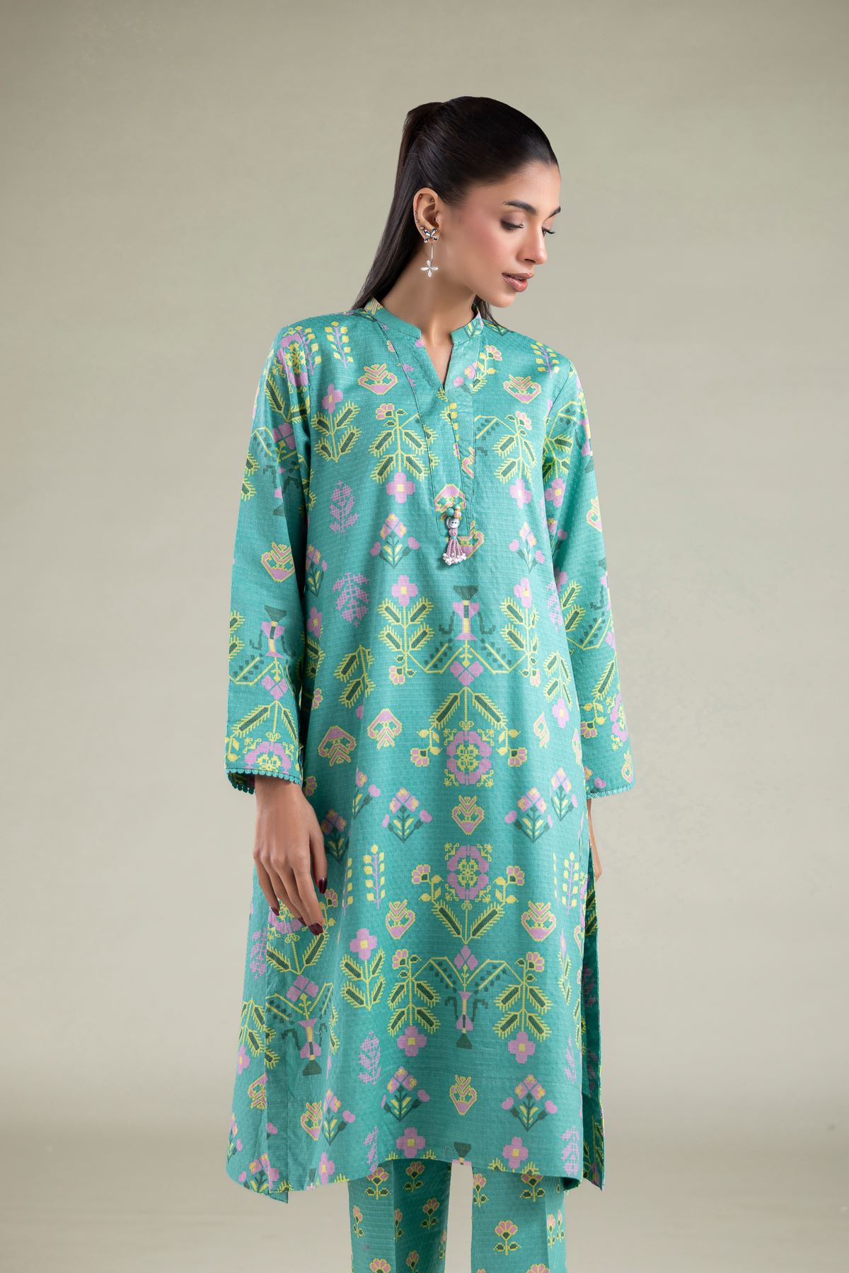 Printed Cotton Dobby Kurta - 25-00-X2-05TA-VG