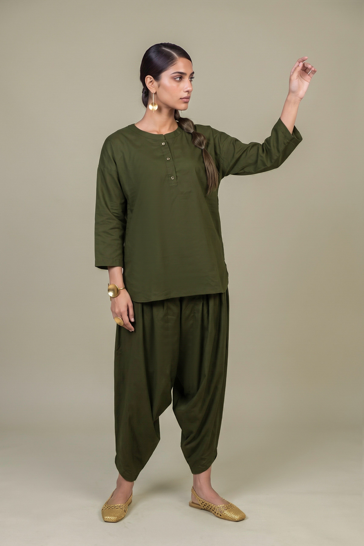 Dyed Cotton Dobby 2-Piece Tailored Set - 2-26-308-A-G1-VG