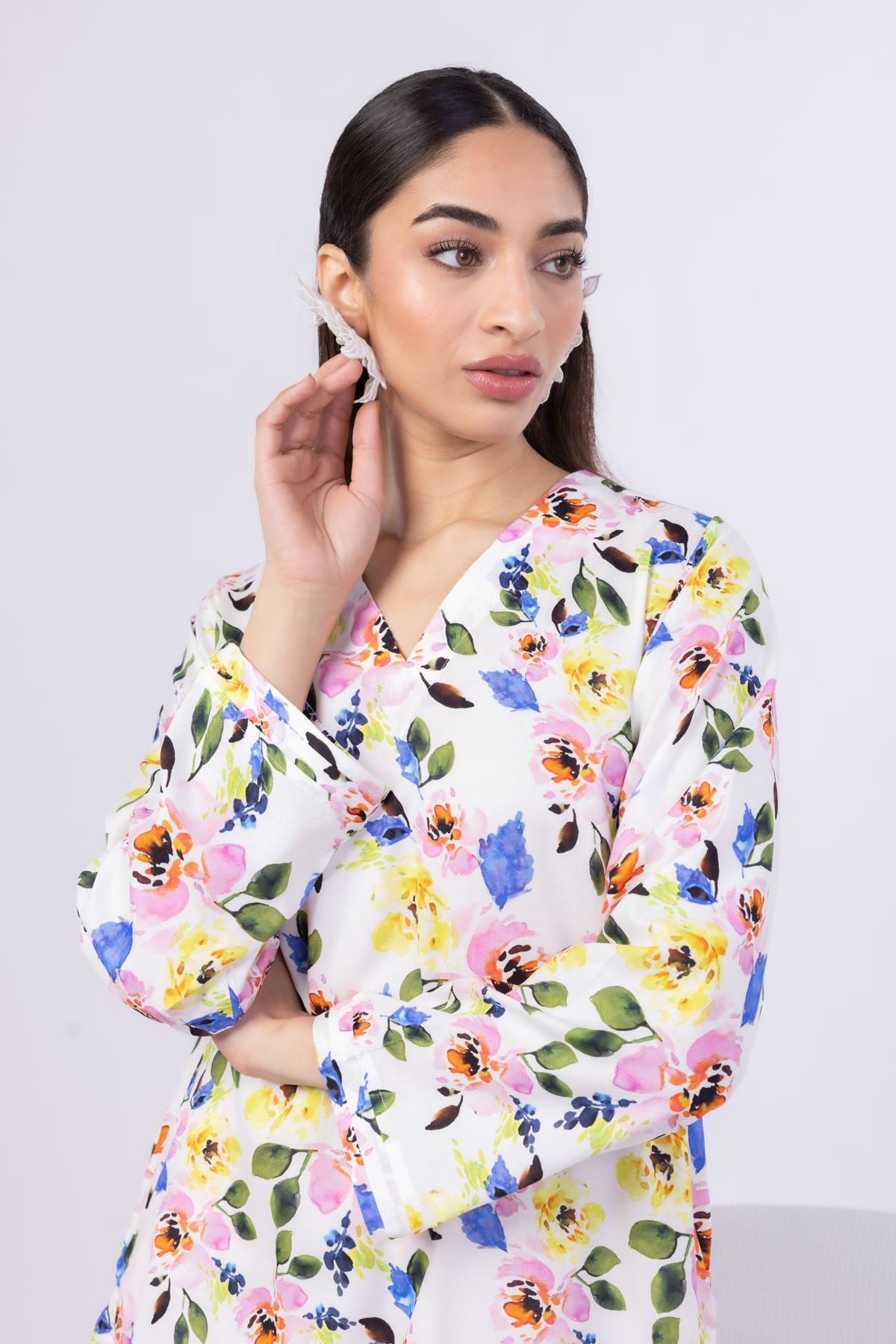 Printed Viscose Plain Weave Kurta - 25-09-10E2-12TA-VG