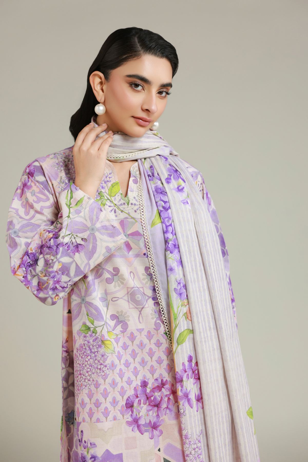 Printed Messuri Tailored 3-Piece Set - 1-26-108-A-F-VG