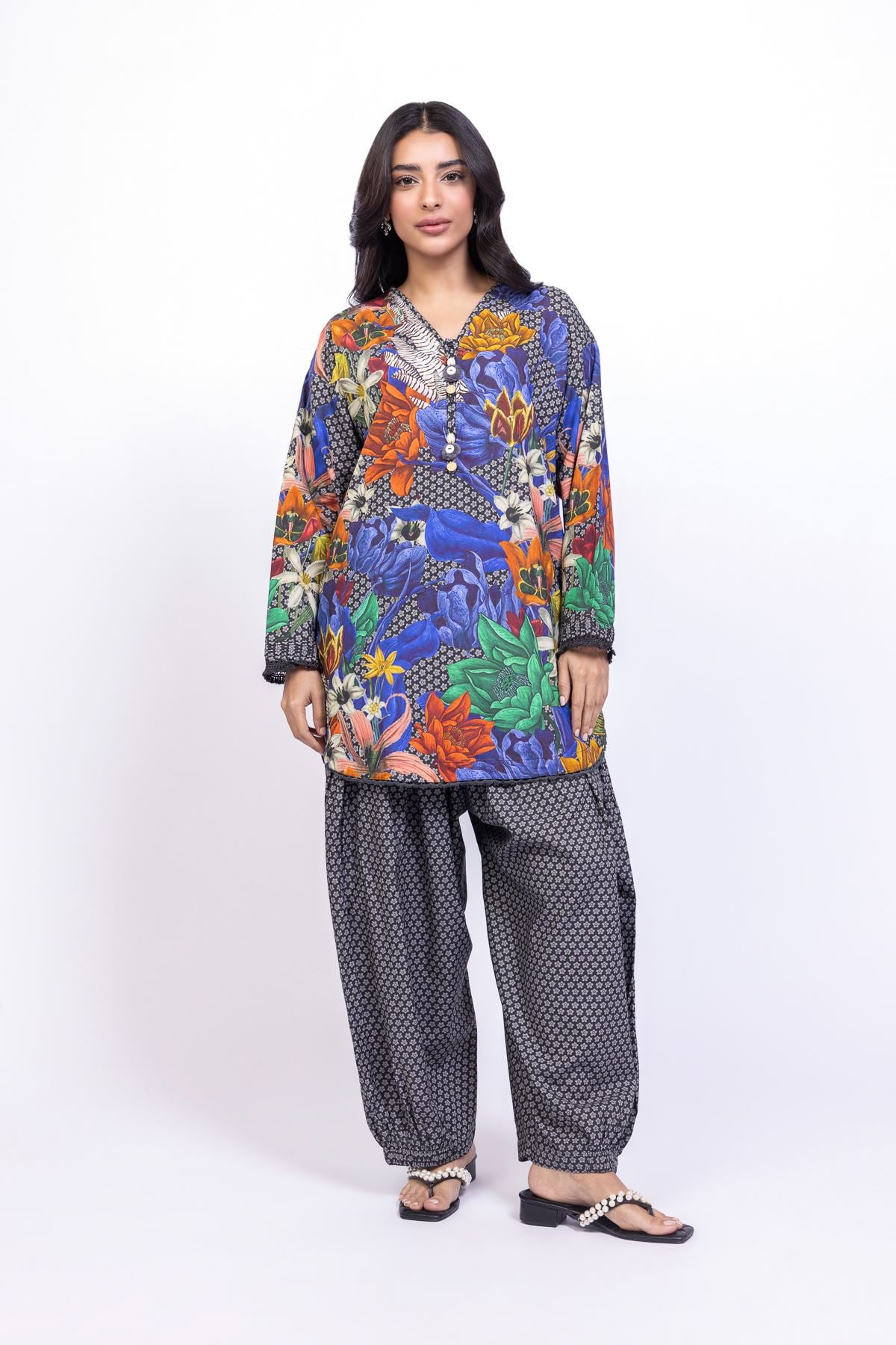 Printed Cotton Viscose Shalwar - OTD4-EX23-05TA-VG