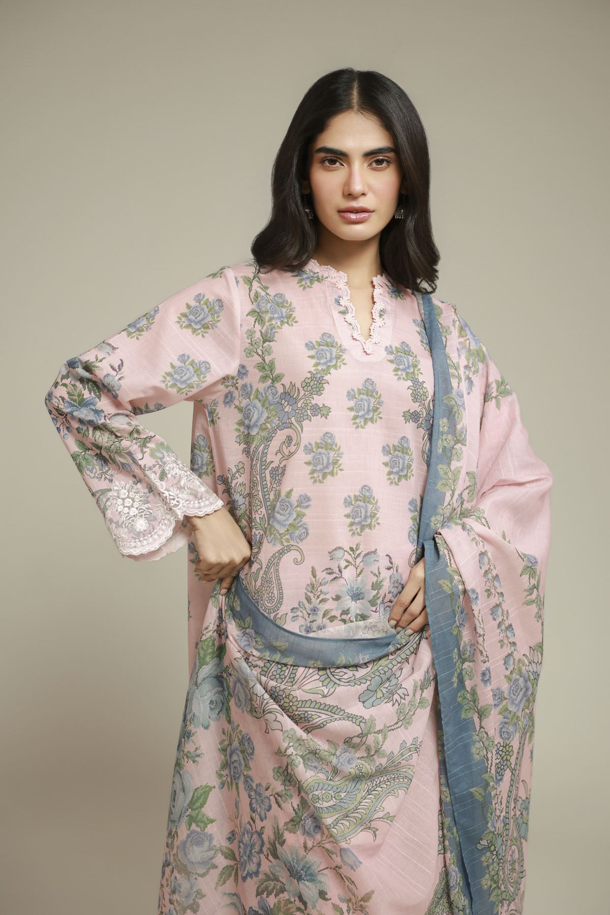 Embroidered Mesuri Tailored 3-Piece Set - T-A22-26-123FF2-VG