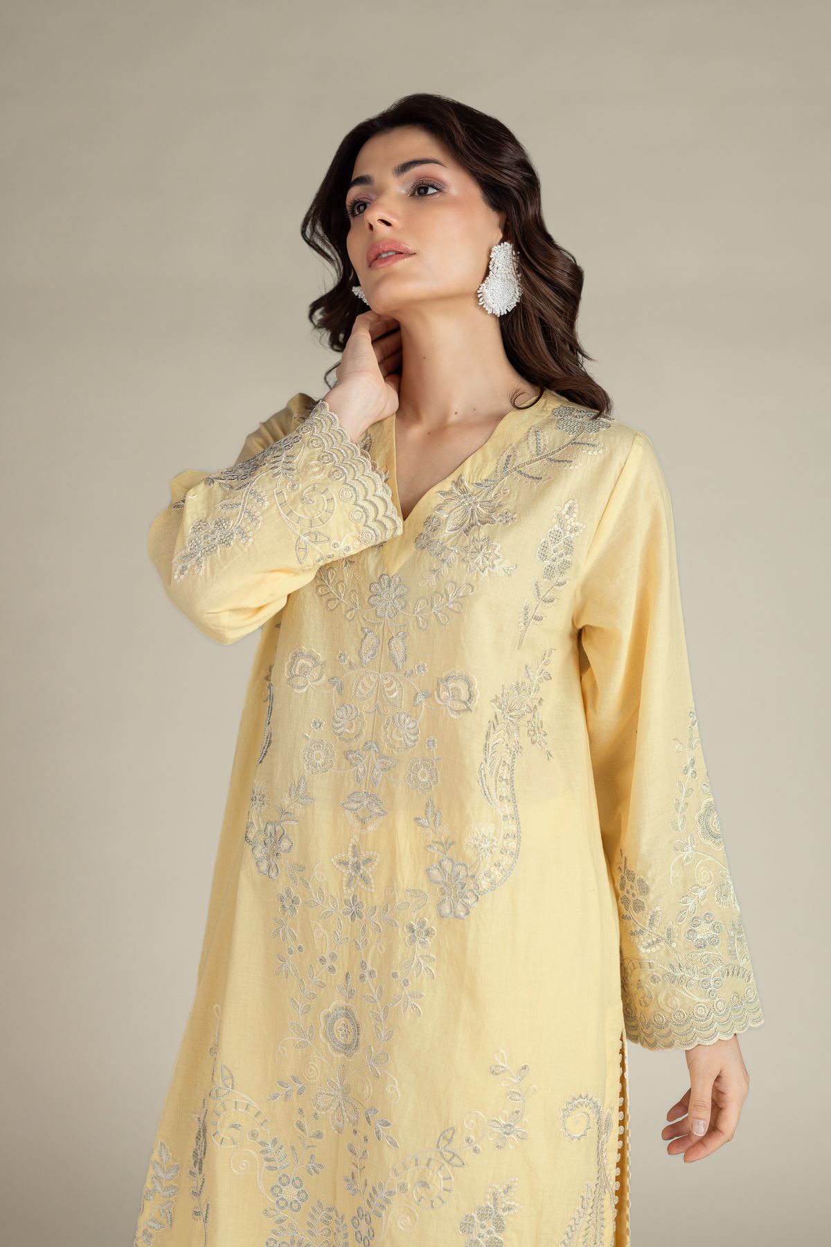 Embroidered Cambric Fabrics 2 Piece | Top and Bottom - A112-26-102EB2-VG