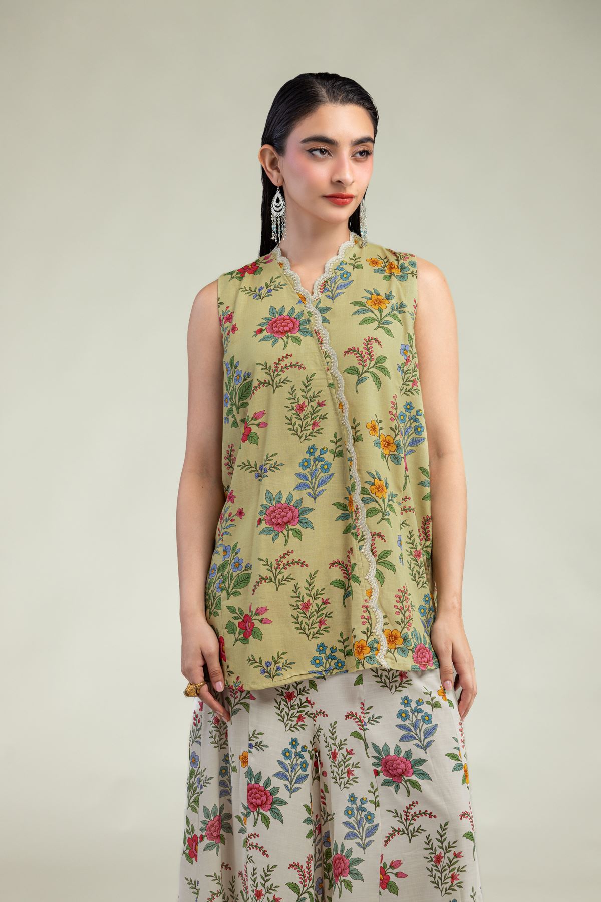 Embroidered Raw Silk Silk Sleeveless Kurta - 1-26-245-A-D2-VG