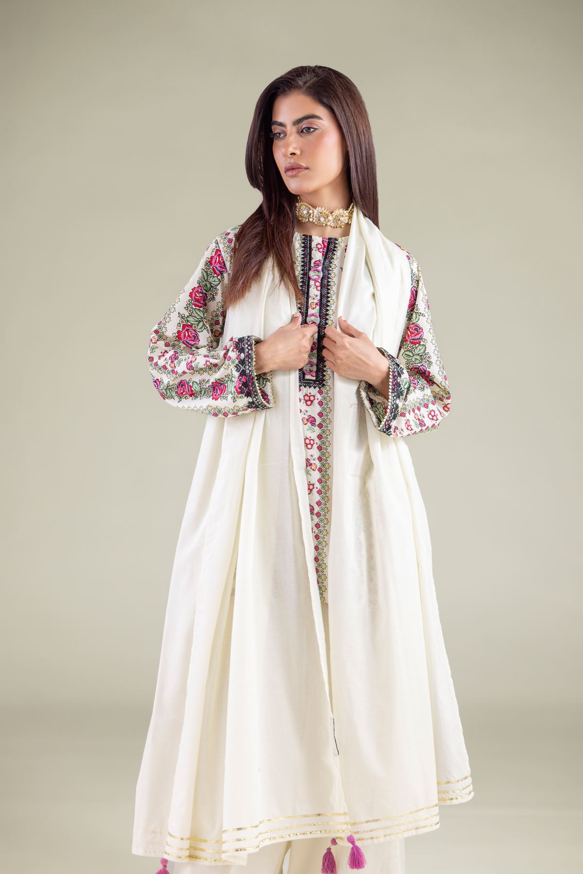 Embroidered Lawn Dupatta - 1-26-122-A-G-VG