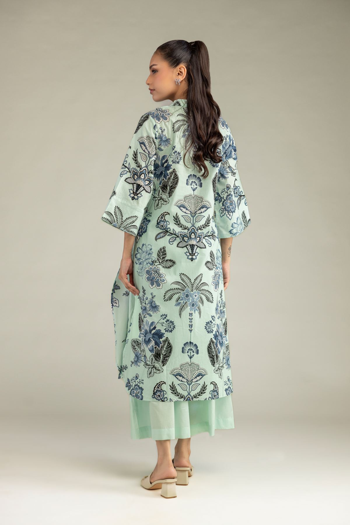 Printed Cambric Floral Cambric Kurta - 1-26-229-B-F1-VG