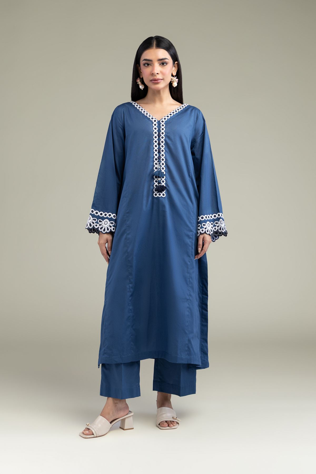 Embroidered Cambric Long Cambric Kurta - T-A11-26-101FH1-VG