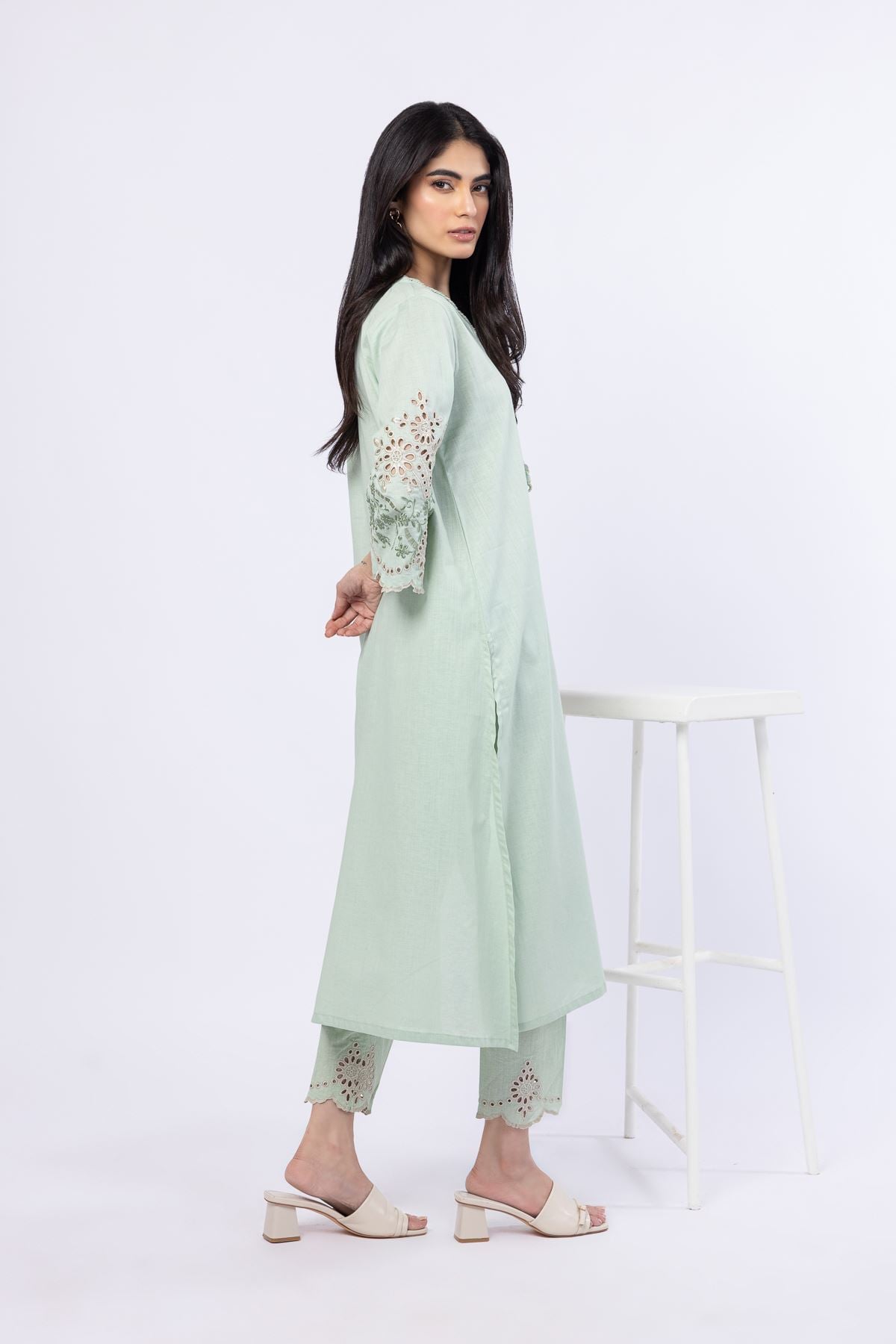 Embroidered Linen Cotton Pants - 25-07-7E5-06TB-VG